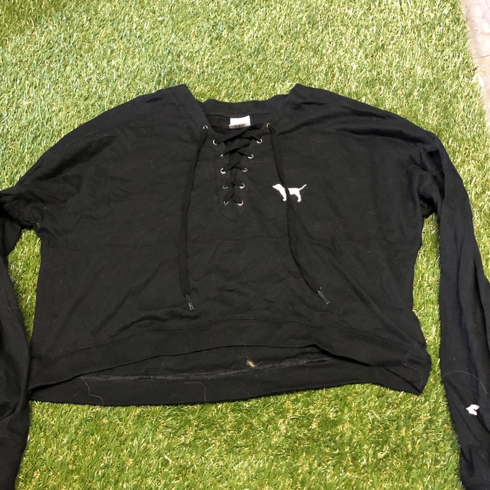 PINK black long sleeve with crossed strings